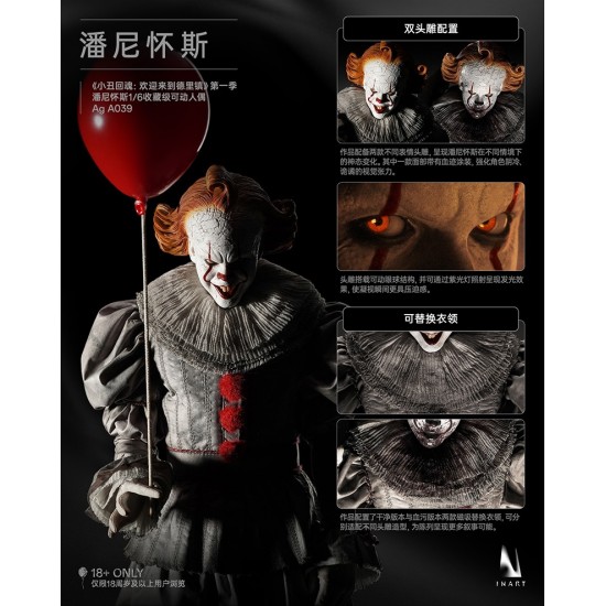 INART 1/6《小丑回魂：歡迎來到德里鎮》第一季-潘尼懷斯 Ag A039 雙頭雕
